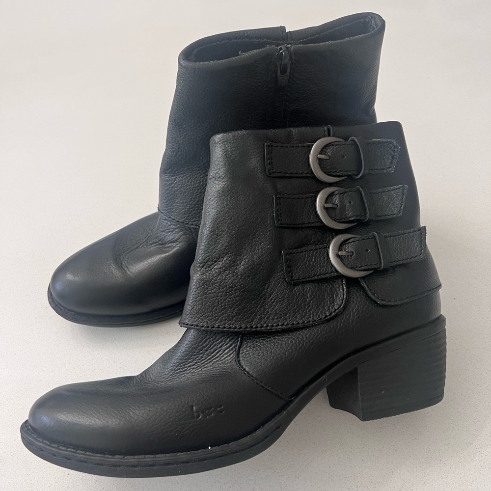 Born Triple Buckle Black Ankle Booties